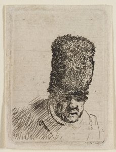 Głowa starego mężczyzny w wysokiej futrzanej czapce: popiersie autorstwa Rembrandt van Rijn