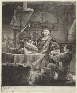 Jan Uytenbogaert (Ważący złoto) autorstwa Rembrandt van Rijn
