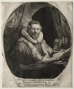 Jan Uytenbogaert, kaznodzieja remonstrantów, 1635. autorstwa Rembrandt van Rijn