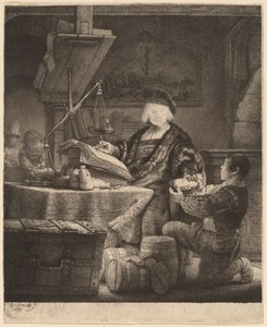 Jan Uytenbogaert, „Waga złota” autorstwa Rembrandt van Rijn