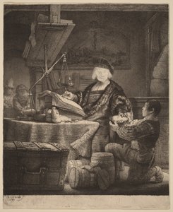 Jan Uytenbogaert, „The Goldweigher” autorstwa Rembrandt van Rijn
