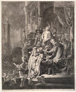 Jezus przed Piłatem: duży talerz autorstwa Rembrandt van Rijn