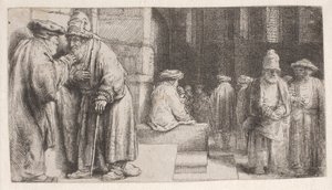 Żydzi w synagodze autorstwa Rembrandt van Rijn