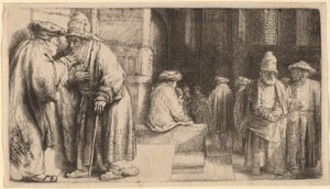 Żydzi w synagodze autorstwa Rembrandt van Rijn