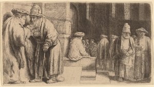 Żydzi w synagodze autorstwa Rembrandt van Rijn