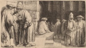 Żydzi w synagodze, 1648 autorstwa Rembrandt van Rijn