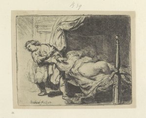 Józef en de vrouw van Potifar Kolekcja osiemdziesięciu pięciu oryginalnych grafik (tytuł serii) autorstwa Rembrandt van Rijn