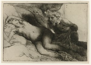 Jowisz i Antiope Jowisz i Antiope: większa płyta autorstwa Rembrandt van Rijn