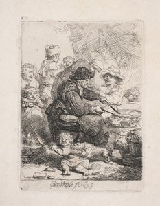 Kobieta smażąca placki autorstwa Rembrandt van Rijn