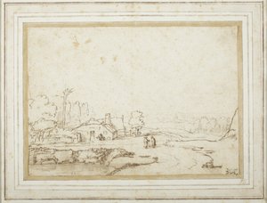 Krajobraz z fragmentem stawu autorstwa Rembrandt van Rijn