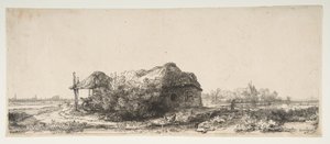 Krajobraz z chatą i stodołą, 1641. autorstwa Rembrandt van Rijn