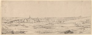 Krajobraz z widokiem na Haarlem (Pole Złotego Wagi) autorstwa Rembrandt van Rijn