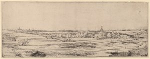 Krajobraz z widokiem na Haarlem (Pole Złotego Wagi) autorstwa Rembrandt van Rijn