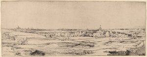 Krajobraz z widokiem na Haarlem (Pole Złotego Wagi) autorstwa Rembrandt van Rijn