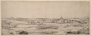 Pejzaż z widokiem na Haarlem (Pole wagi złota) autorstwa Rembrandt van Rijn