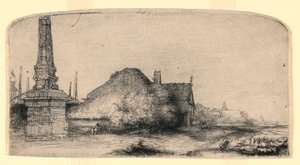 Krajobraz z obeliskiem autorstwa Rembrandt van Rijn