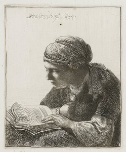 Czytelnik. 1634 autorstwa Rembrandt van Rijn