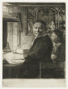 Lieven Willemsz. van Coppenol, mistrz kaligrafii: mniejsza tabliczka autorstwa Rembrandt van Rijn