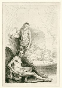 Męski akt, siedzący i stojący autorstwa Rembrandt van Rijn