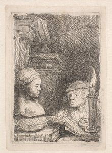 Mężczyzna rysujący na podstawie odlewu autorstwa Rembrandt van Rijn