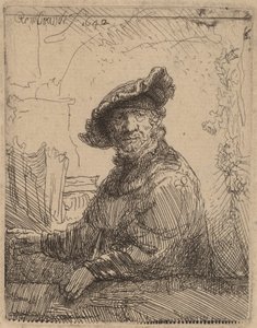 Mężczyzna w altanie, 1642. autorstwa Rembrandt van Rijn
