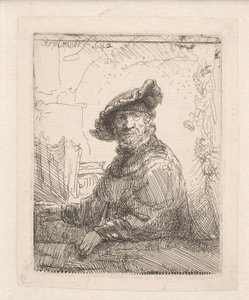 Mężczyzna w altanie autorstwa Rembrandt van Rijn