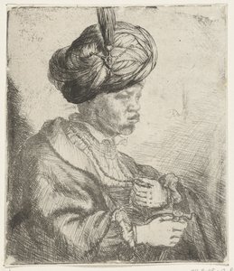 Mężczyzna w turbanie, ok. 1660-70 autorstwa Rembrandt van Rijn