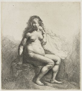 Naga kobieta na kopcu Naga kobieta na kopcu autorstwa Rembrandt van Rijn