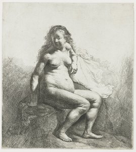 Naga kobieta na kopcu autorstwa Rembrandt van Rijn