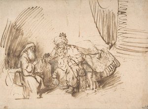 Natan upominający Dawida, 1650-55. autorstwa Rembrandt van Rijn