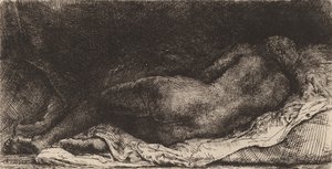 Murzynka w pozycji leżącej, 1658. autorstwa Rembrandt van Rijn