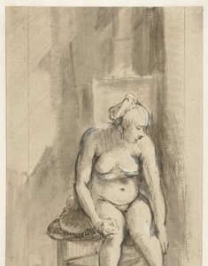 Naga kobieta siedząca przy piecu Naga kobieta, siedząca przy piecu autorstwa Rembrandt van Rijn