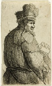 Stary człowiek widziany z tyłu, profil po prawej: półpostać autorstwa Rembrandt van Rijn