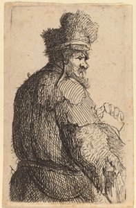Stary człowiek widziany z tyłu, profil do prawej autorstwa Rembrandt van Rijn