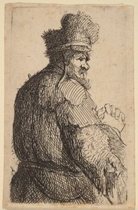 Starszy mężczyzna widziany od tyłu, profil w prawo autorstwa Rembrandt van Rijn