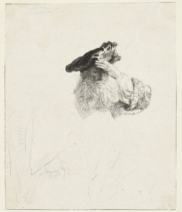 Starszy mężczyzna zasłaniający dłonią oczy autorstwa Rembrandt van Rijn