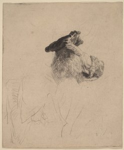 Starszy mężczyzna zasłaniający dłonią oczy autorstwa Rembrandt van Rijn