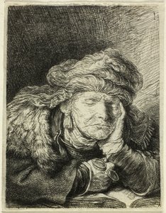 Stara kobieta śpi autorstwa Rembrandt van Rijn