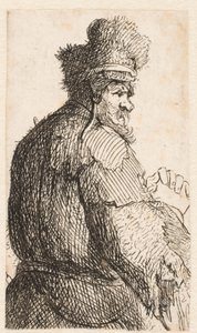 Starszy mężczyzna widziany od tyłu: profil w prawo: półpostaci autorstwa Rembrandt van Rijn
