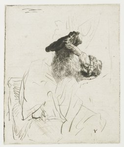 Starszy mężczyzna zasłaniający oczy dłonią autorstwa Rembrandt van Rijn