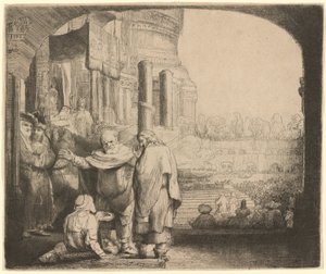 Piotr i Jan uzdrawiają kalekę przy bramie świątyni autorstwa Rembrandt van Rijn