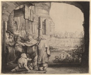 Piotr i Jan uzdrawiają kalekę przy bramie świątyni autorstwa Rembrandt van Rijn