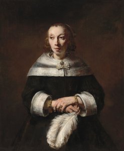 Portret damy ze strusim wachlarzem autorstwa Rembrandt van Rijn