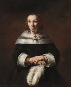 Portret damy z wachlarzem ze strusich piór, ok. 1930 r. 16561658. autorstwa Rembrandt van Rijn