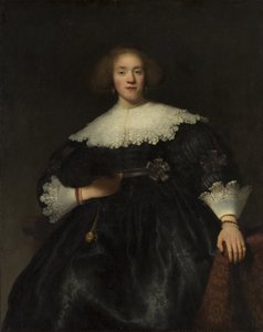 Portret młodej kobiety z wachlarzem, 1633. autorstwa Rembrandt van Rijn