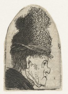 Profil mężczyzny w wysokim kapeluszu Groteskowy profil: mężczyzna w wysokiej czapce autorstwa Rembrandt van Rijn