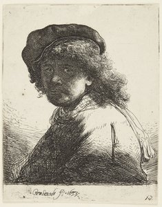 Rembrandt w czapce i szaliku autorstwa Rembrandt van Rijn