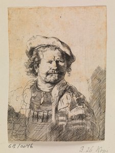 Rembrandt w czapce z daszkiem i haftowanej sukience autorstwa Rembrandt van Rijn