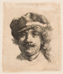 Rembrandt w miękkiej czapce: ujęcie z przodu: tylko głowa autorstwa Rembrandt van Rijn