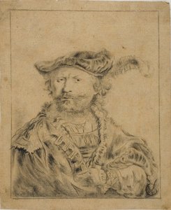 Rembrandt w kapeluszu z pióropuszem autorstwa Rembrandt van Rijn
